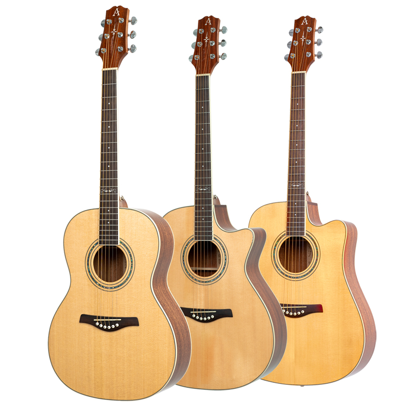 AOSEN SG-402/GA-402C/D-402C：适合初学者、简单易学的原声吉他。适合初学者的原声民谣吉他，做工精细，品质优良。