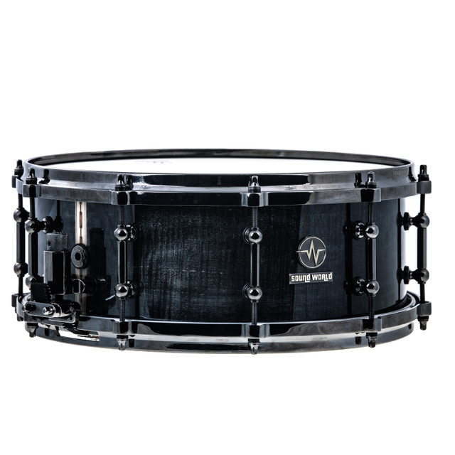 Sound World Rain系列小军鼓FMP-2：采用蒸汽热弯技术制成的火焰枫木14“x 5.5”透明黑色