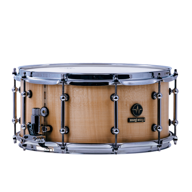 雨系列FMP-1：1465采用蒸汽热弯技术制成的火焰枫木，原木色亮光，声音世界军鼓 