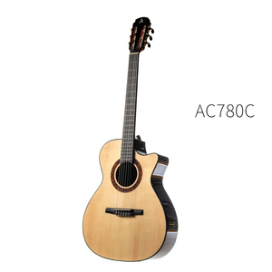 Avila AC-780C 跨界吉他：一品宽度：44.5mm，可加装拾音器，背侧板为黑檀木